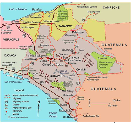 Carte générale de l'Etat du Chiapas
